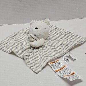 New Modern Moments Gerber Baby Bear Lovey Security Blanket White Gray Stripped